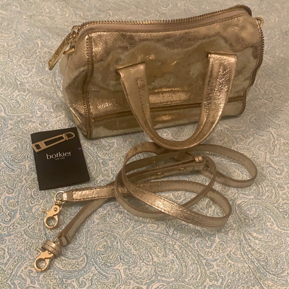 NEW AUTHENTIC BOTKIER METALLIC GOLD LEATHER BAG